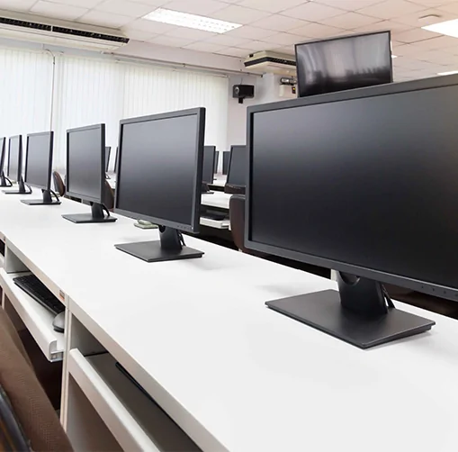 row computers desks classroom general training center